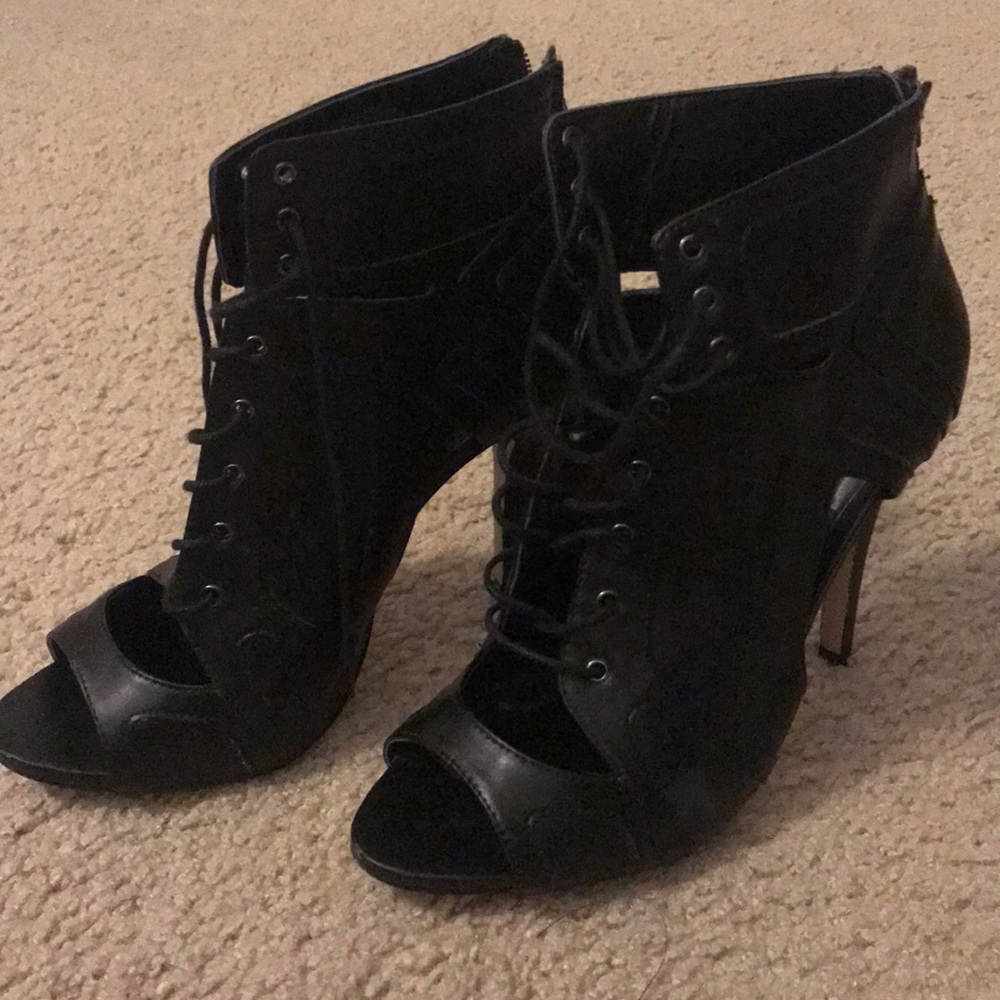 Rock Republic peep toe lace up heels